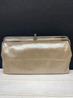 HOBO Lauren Champagne Shimmering Bifold Leather Wallet